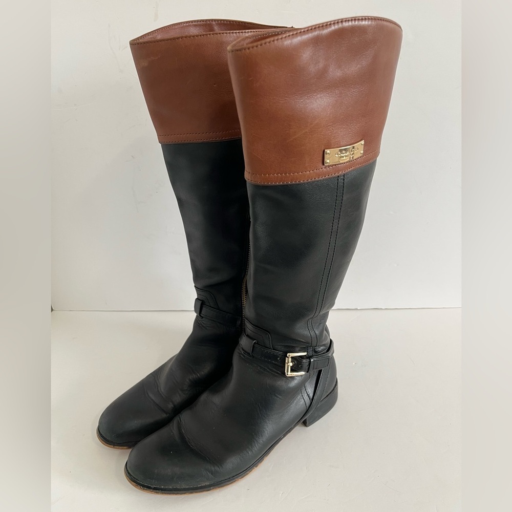 Coach Leather Knee High Boot Black Chestnut Size 8B - Picture 11 of 11